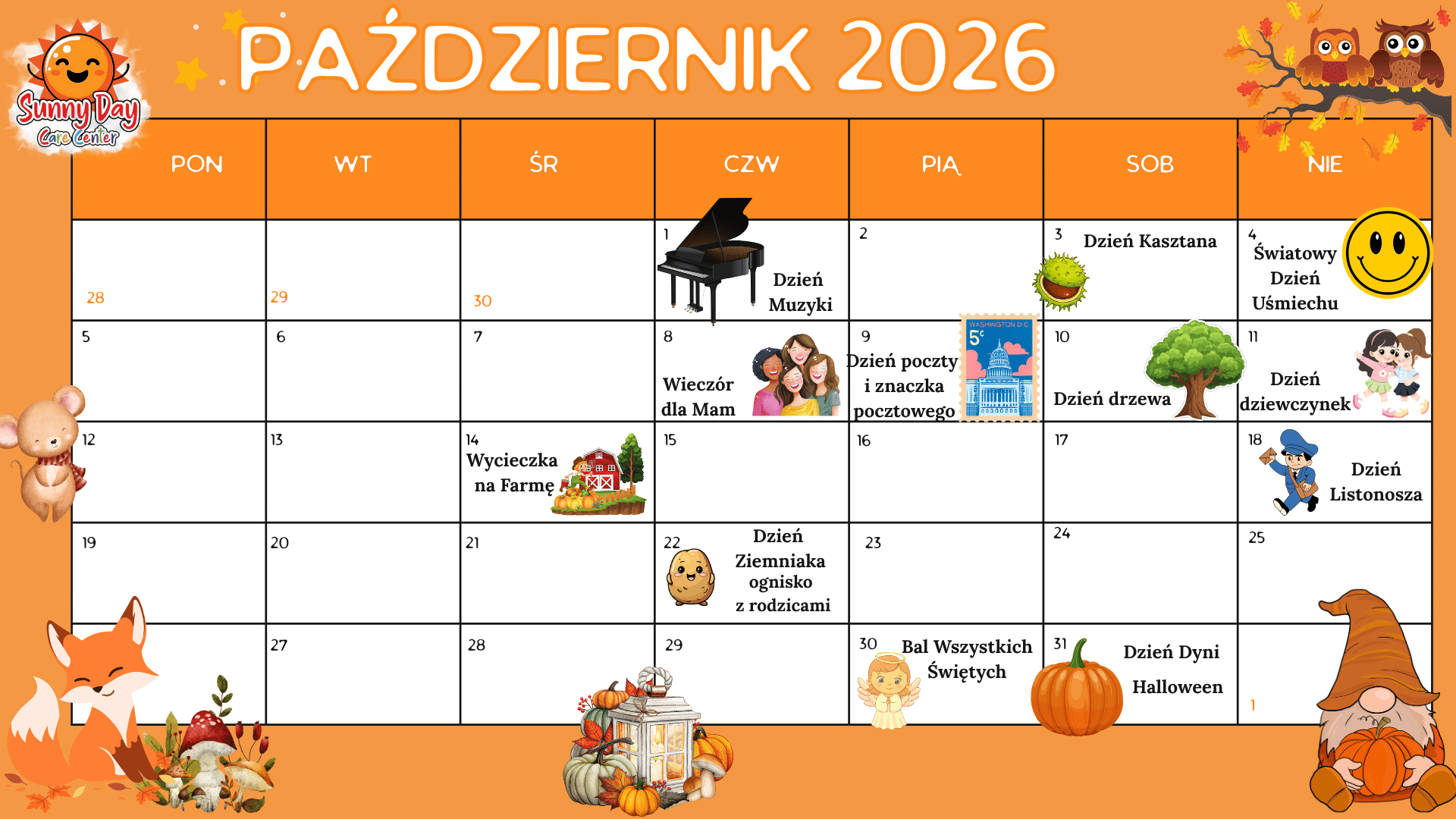 Kalendarz 1 pazdziernik 2026